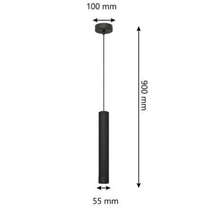LED Luster na sajli TUBA 1xGU10/4,8W/230V crna