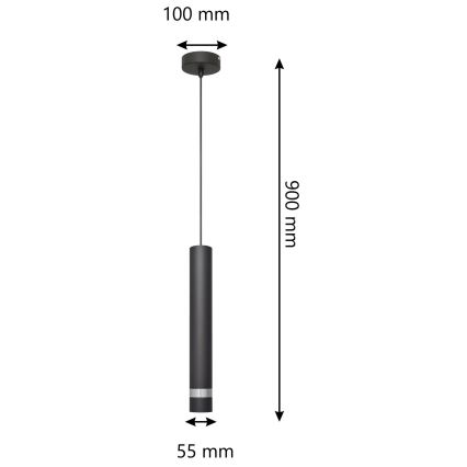 LED Luster na sajli TUBA 1xGU10/4,8W/230V crna/sjajni krom