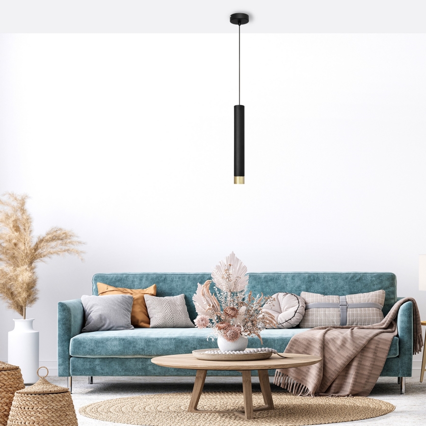 LED Luster na sajli TUBA 1xGU10/4,8W/230V crna/zlatna