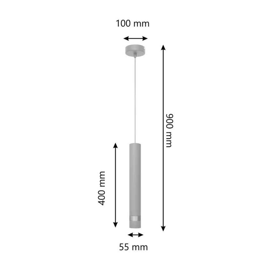 LED Luster na sajli TUBA 1xGU10/4,8W/230V siva/sjajni krom