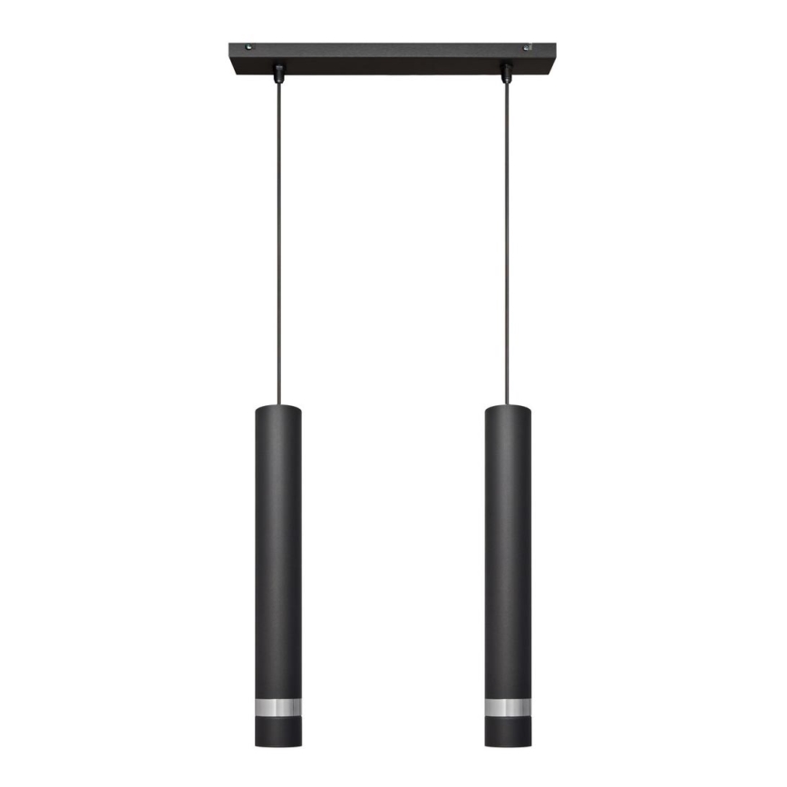 LED Luster na sajli TUBA 2xGU10/4,8W/230V crna/mat krom