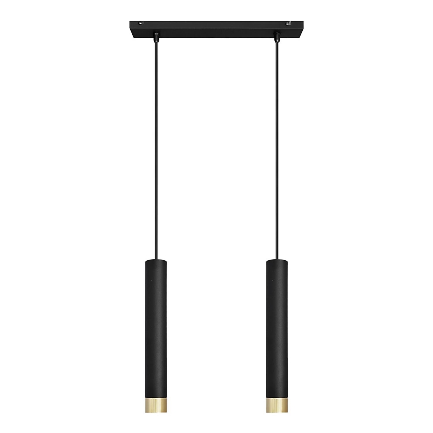 LED Luster na sajli TUBA 2xGU10/4,8W/230V crna/zlatna