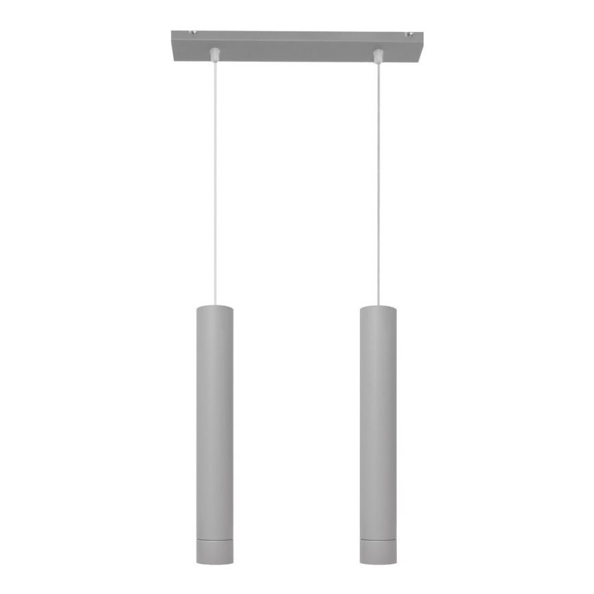 LED Luster na sajli TUBA 2xGU10/4,8W/230V siva