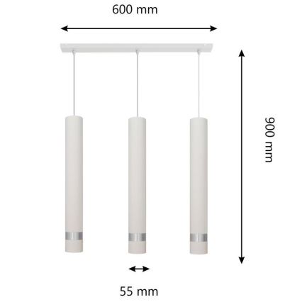 LED Luster na sajli TUBA 3xGU10/4,8W/230V bijela/mat krom