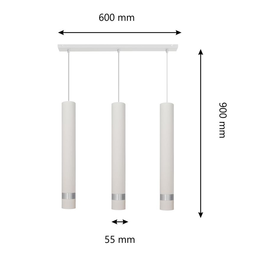 LED Luster na sajli TUBA 3xGU10/4,8W/230V bijela/mat krom