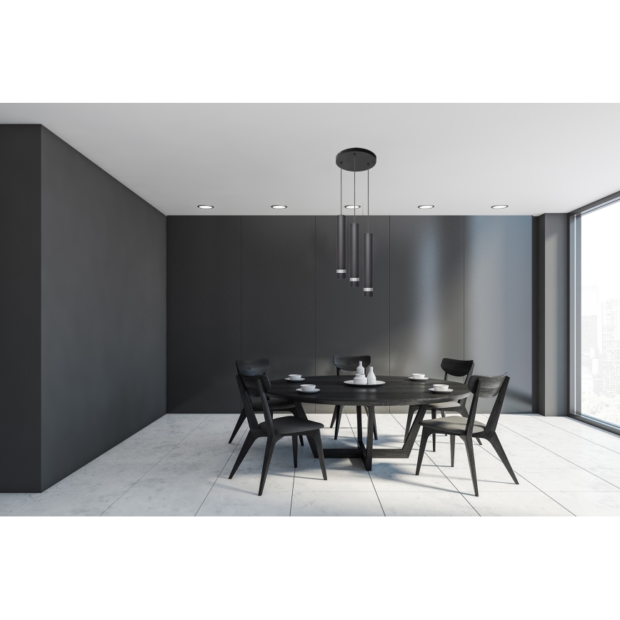 LED Luster na sajli TUBA 3xGU10/4,8W/230V crna/sjajni krom