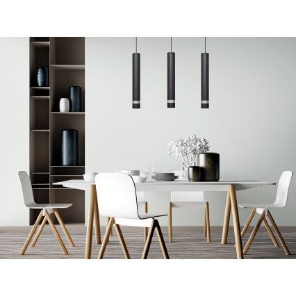 LED Luster na sajli TUBA 3xGU10/4,8W/230V crna/sjajni krom