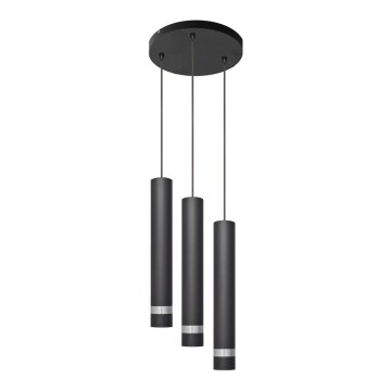 LED Luster na sajli TUBA 3xGU10/4,8W/230V crna/sjajni krom
