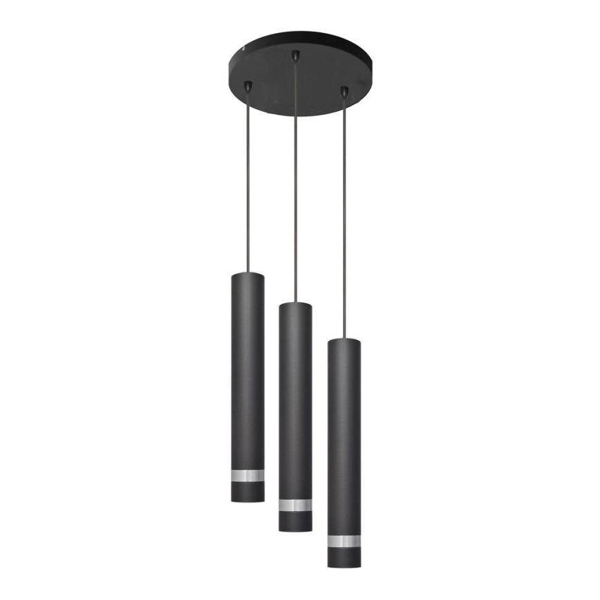 LED Luster na sajli TUBA 3xGU10/4,8W/230V crna/sjajni krom