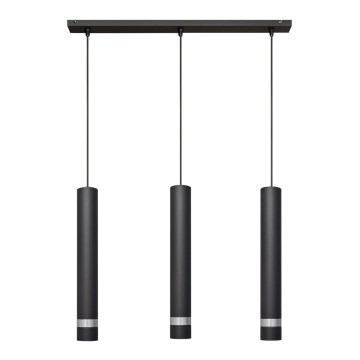 LED Luster na sajli TUBA 3xGU10/4,8W/230V crna/sjajni krom