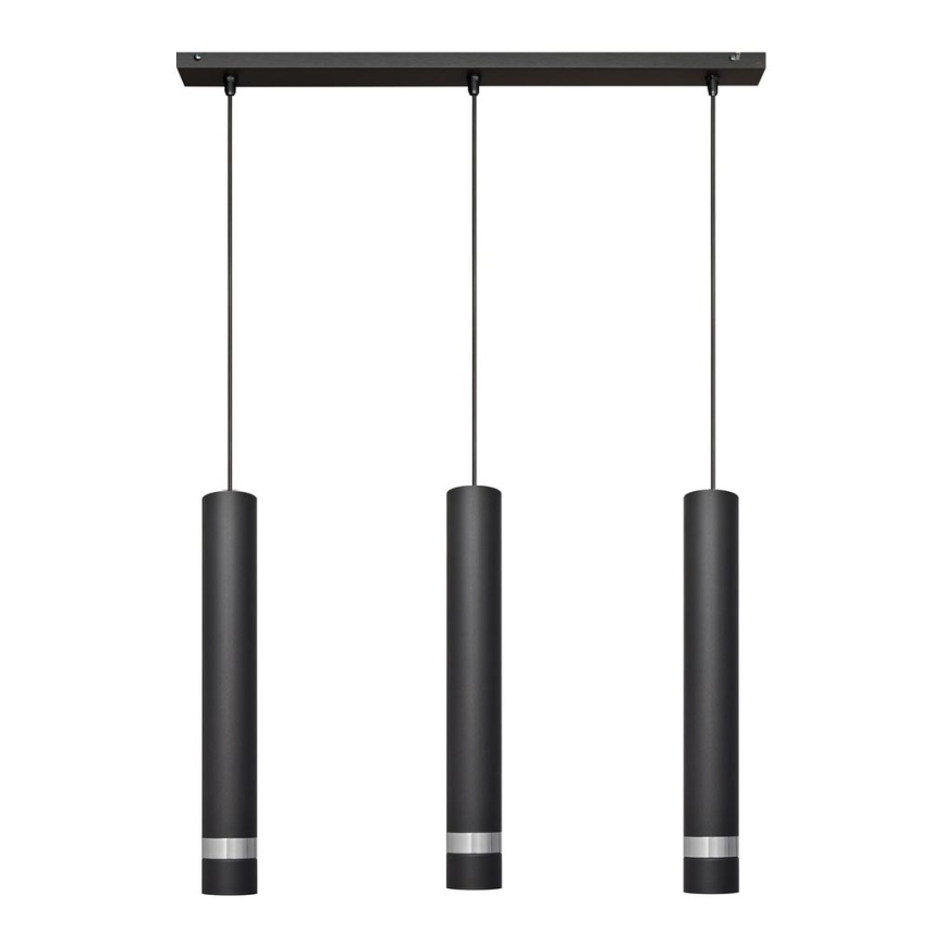 LED Luster na sajli TUBA 3xGU10/4,8W/230V crna/sjajni krom