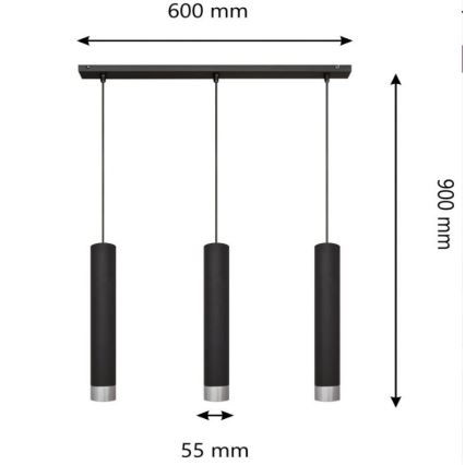 LED Luster na sajli TUBA 3xGU10/4,8W/230V