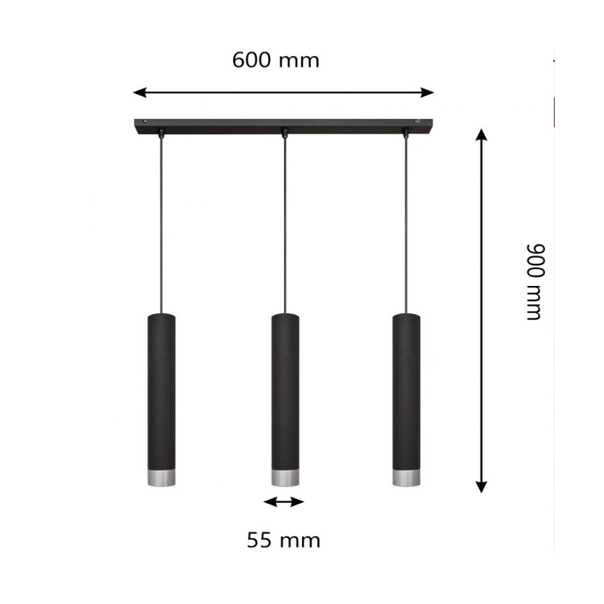 LED Luster na sajli TUBA 3xGU10/4,8W/230V