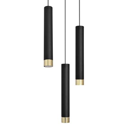 LED Luster na sajli TUBA 3xGU10/6,5W/230V crna/zlatna