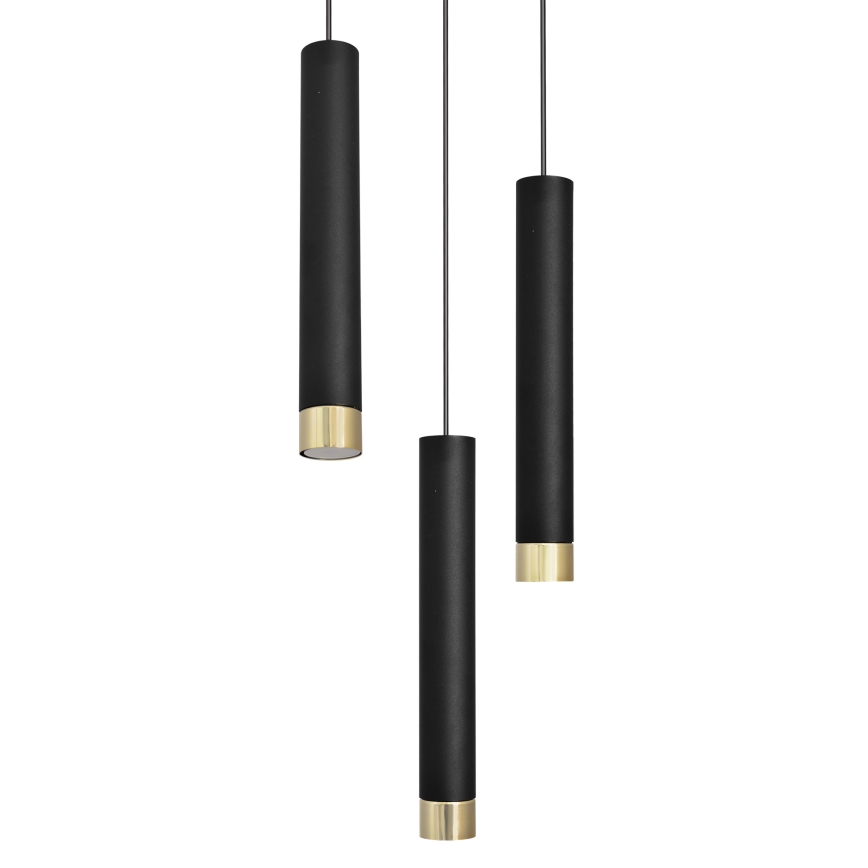 LED Luster na sajli TUBA 3xGU10/6,5W/230V crna/zlatna