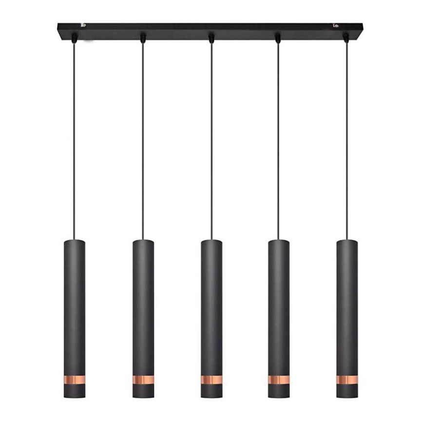 LED Luster na sajli TUBA 5xGU10/6,5W/230V crna/bakrena