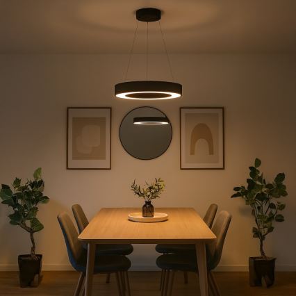 LED luster na sajli UNION LED/40W/230V 3000/4000/6500K Ø 40 cm crna