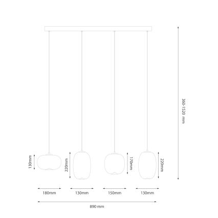LED Luster na sajli VASO LED/15W/230V zlatna/dimna