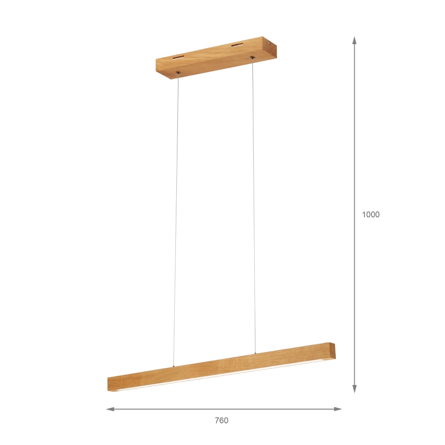 LED luster na sajli VERDE LED/18W/230V 3000K 76 cm hrast
