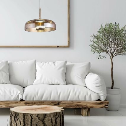 LED Luster na sajli VETRO LED/6W/230V pr. 23 cm bež/crna