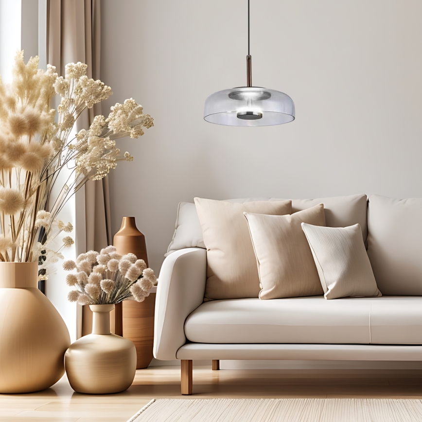 LED Luster na sajli VETRO LED/6W/230V pr. 23 cm siva/crna