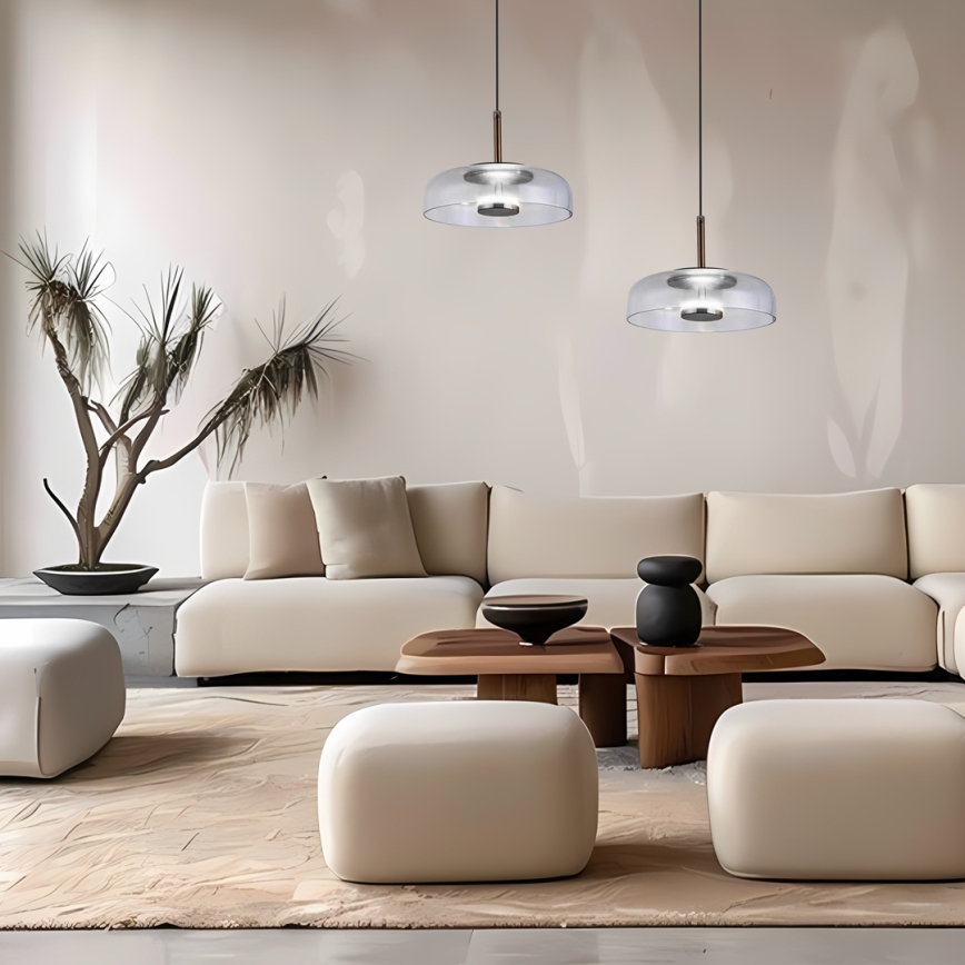 LED Luster na sajli VETRO LED/6W/230V pr. 23 cm siva/crna