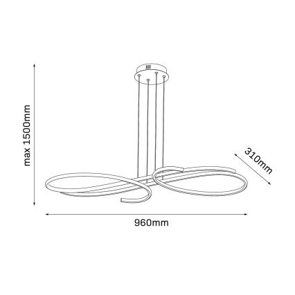 LED luster na sajli VIOLIN LED/40W/230V crna