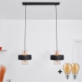 LED Luster na sajli VOLTA 2xE27/15W/230V crna/zlatna