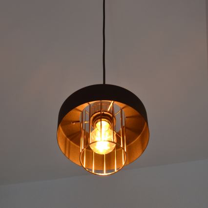 LED Luster na sajli VOLTA 2xE27/15W/230V crna/zlatna