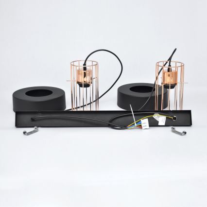 LED Luster na sajli VOLTA 2xE27/15W/230V crna/zlatna