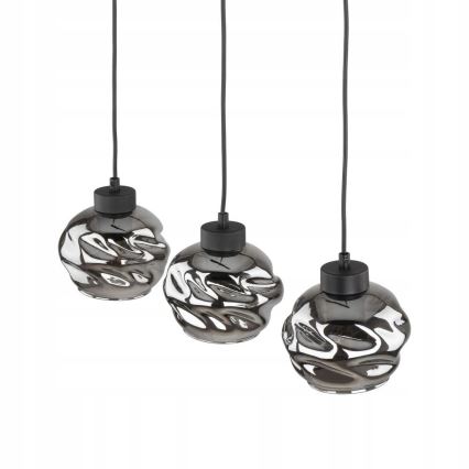 LED luster na sajli ZULIA 3xE27/15W/230V crna/dimljena crna