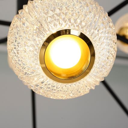 LED luster na šipci GELA 12xLED/5W/230V 3000K crna/zlatna