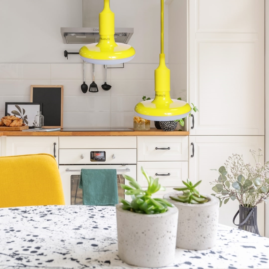 LED luster na užetu 1xE27/15W/230V 6000K žuta