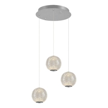 LED Luster na užetu CREMONA 3xLED/5W/230V 3000K matni krom