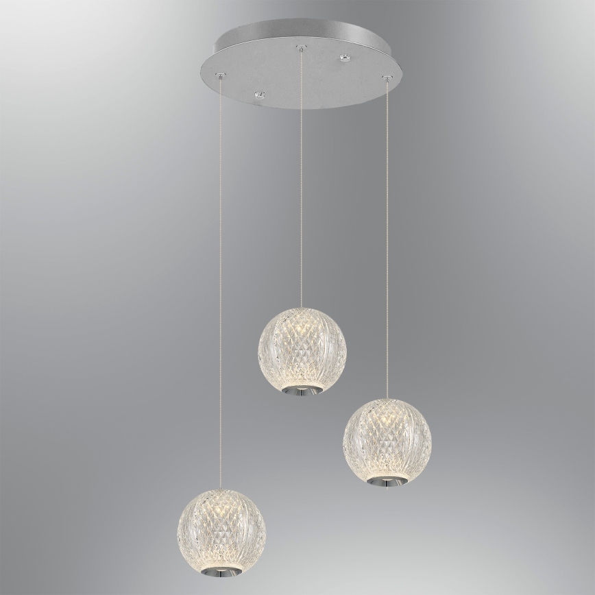 LED Luster na užetu CREMONA 3xLED/5W/230V 3000K matni krom