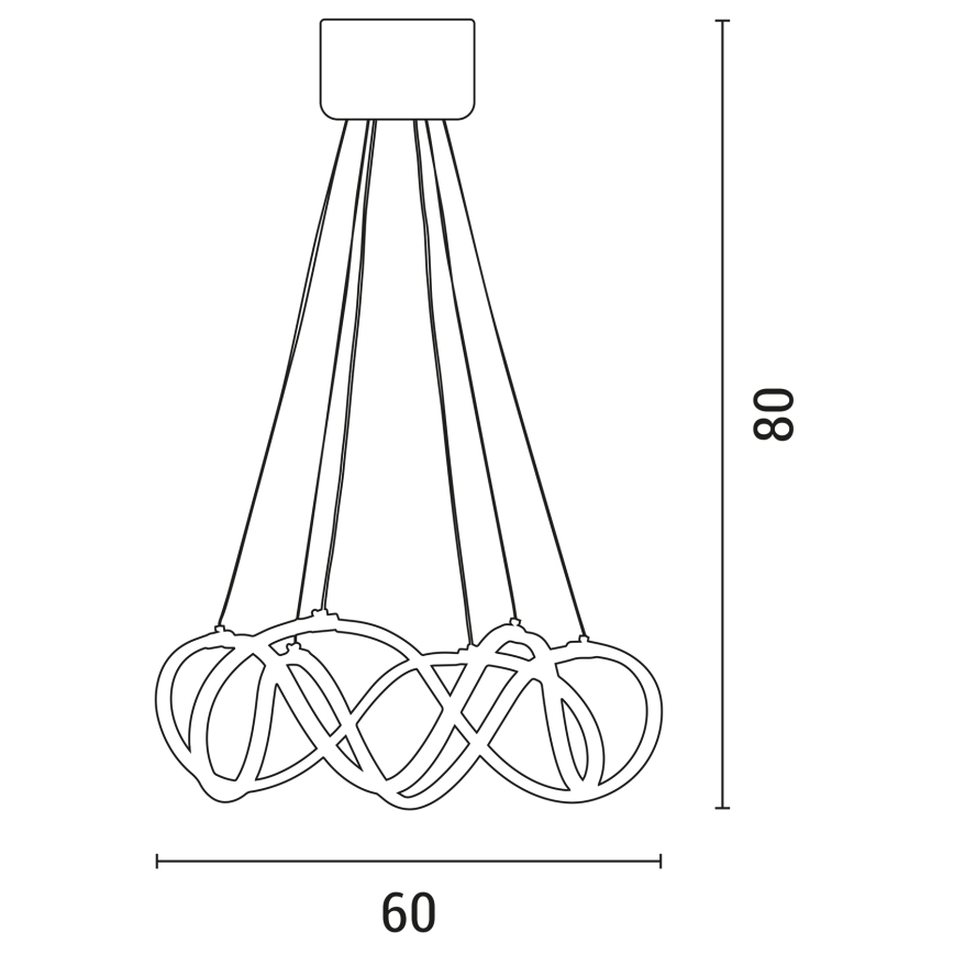 LED luster na užetu LED/54W/230V 3000/4000/6000K zlatna