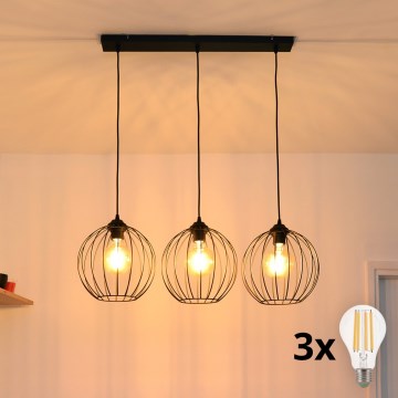 LED Luster na užetu MERCURE 3xE27/15W/230V