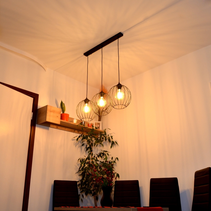 LED Luster na užetu MERCURE 3xE27/15W/230V