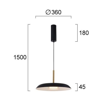 LED luster na užetu NUDO LED/11W/230V 3000/4000/6000K crne boje