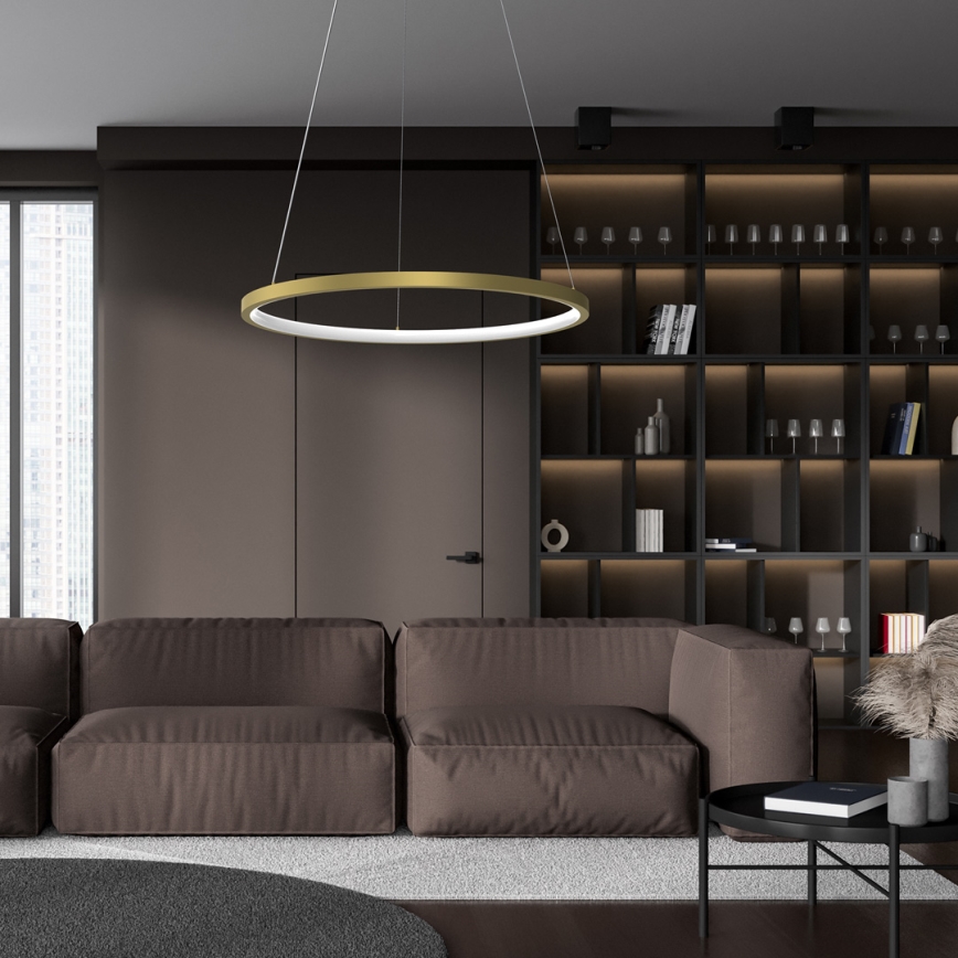 LED luster na užetu ROTONDA LED/27W/230V zlatna