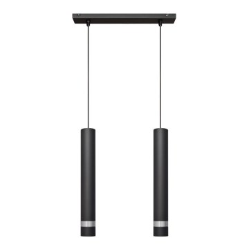 LED Luster na užetu TUBA 2xGU10/4,8W/230V crna/sjajni krom