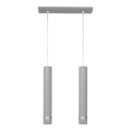 LED luster na užetu TUBA 2xGU10/4,8W/230V siva/sjajni krom