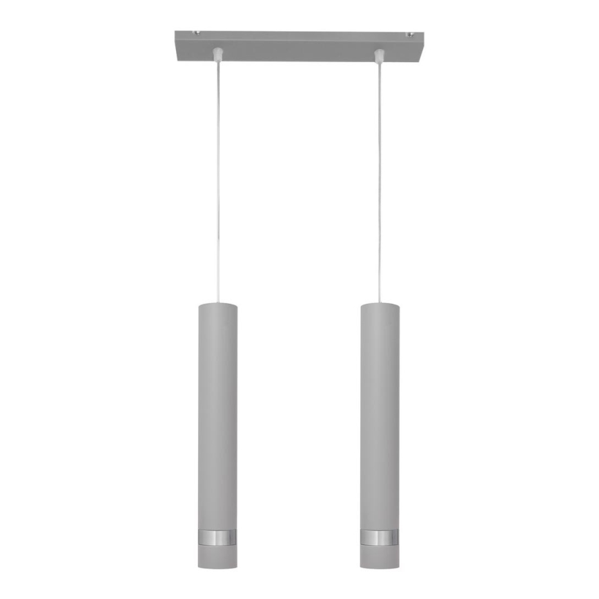 LED luster na užetu TUBA 2xGU10/4,8W/230V siva/sjajni krom