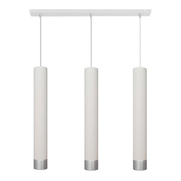LED Luster na užetu TUBA 3xGU10/4,8W/230V bijela/sjajni krom