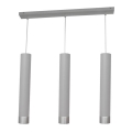 LED luster na užetu TUBA 3xGU10/4,8W/230V siva/sjajni krom