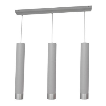 LED luster na užetu TUBA 3xGU10/4,8W/230V siva/sjajni krom