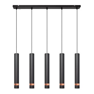 LED luster na užetu TUBA 5xGU10/6,5W/230V crna/mesing