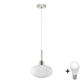 LED Luster na žici HARMA 1xE27/60W/230V promjer 25 cm mat čelik/bijela