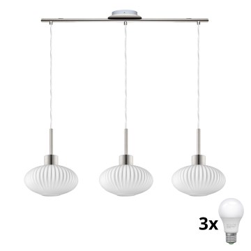LED Luster na žici HARMA 3xE27/60W/230V matni krom/bijela