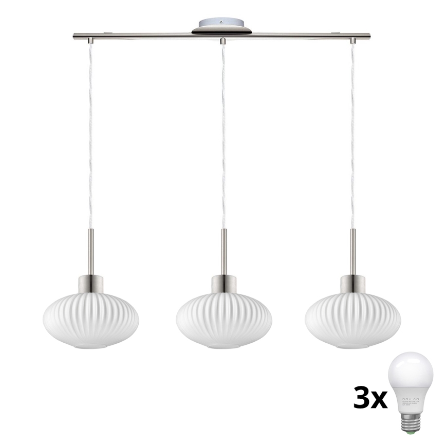 LED Luster na žici HARMA 3xE27/60W/230V matni krom/bijela